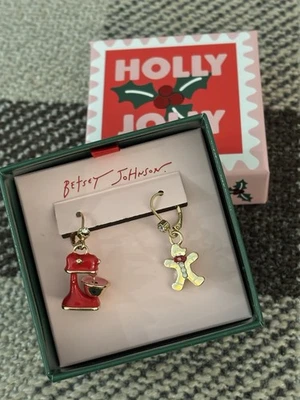 NEW Betsey Johnson Red Mixer and Gingerbread Man Baker Chef Earrings in Gift Box - Image 1 of 3