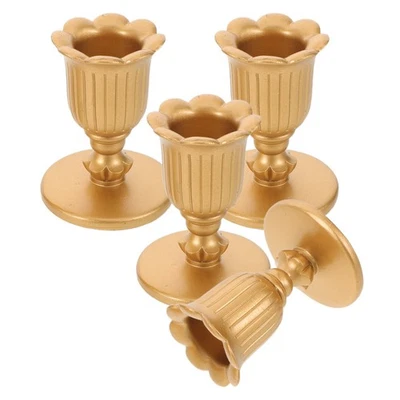  4 Pcs Golden Conical Candlestick Sticks Candleholders for Taper Vintage - Image 1 of 4