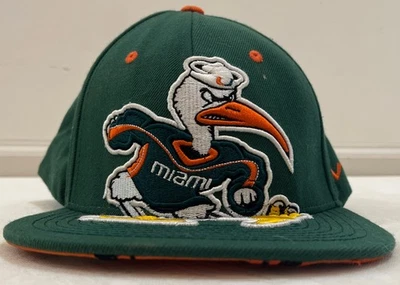 NCAA Miami Hurricanes Snapback Cap Hat Sebastian The Ibis The Z Hat Green - Image 1 of 4