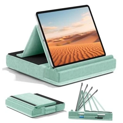  Tablet Pillow Stand, Multi-Angle Viewing Ipad Holder for Lap, Bed and Green - Image 1 of 4
