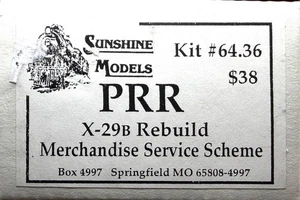 HO SUNSHINE MODELS 64.36 PRR X-29B RESIN KIT REBUILD MERCHANDISE SERVICE SCHEME - Picture 1 of 1