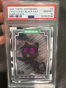 2025 Topps Chrome Veefriends #3 Very Very Lucky Black Cat PSA 10 Purple Eyes - Bild 1 von 2