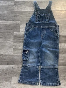 Vintage Old Navy Kids Jeans Denim Bib Overalls Cargo Pockets Baggy Size 3T - Picture 1 of 16