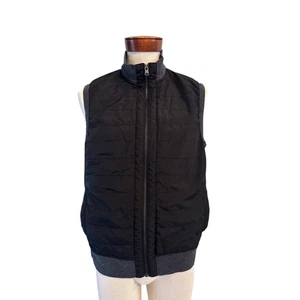 Banana Republic Men's Quilted Vest | Black Gray Zip Front Layering | Size L - Picture 1 of 13