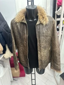 Giacca In Pelle Uomo Man Tg52 Marrone LLV1936 - Picture 1 of 12