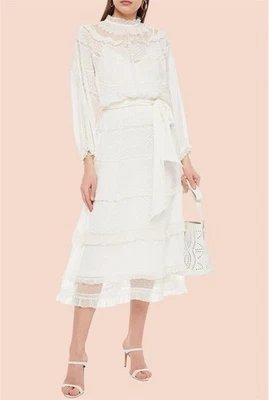 Vestido Zimmermann Brightside Swing Talla 1 / AU 10 / US 6 Tul Midi Blanco con Slip Foto 1 de 4