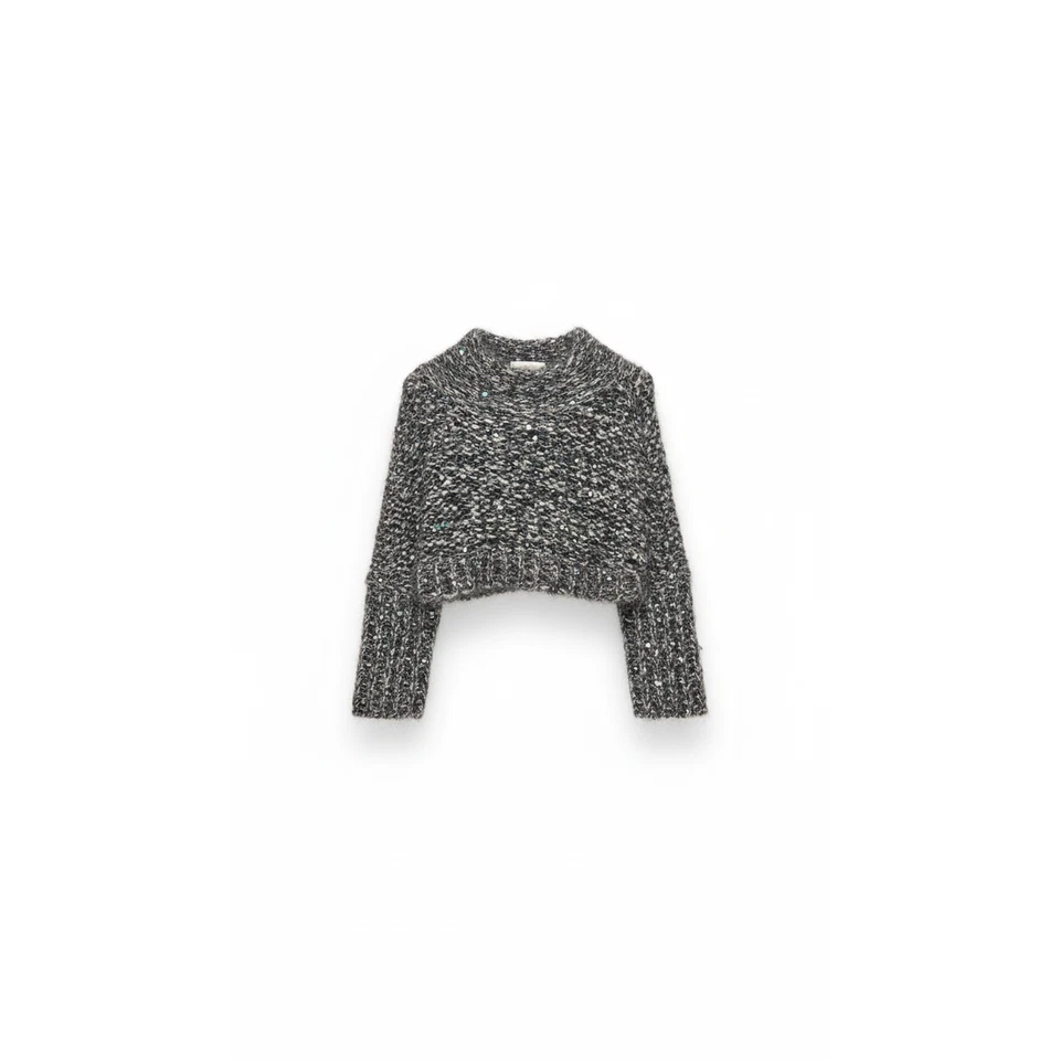 Brunello Cucinelli Womens Sequined Knit Cropped Sweater — 第 1/2 张图片