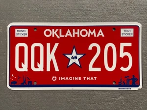 TARGA OKLAHOMA IMMAGINA QUELLA STELLA 46 LETTERE/NUMERI CASUALI ROSSI COME NUOVA!! - Foto 1 di 3