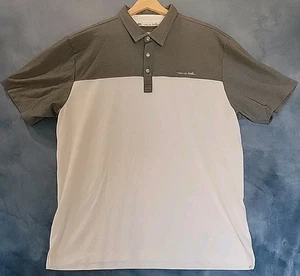 Travis Matthew Men's Polo Shirt Size XL Gray & White Colorblock Golf Athleisure - Picture 1 of 6