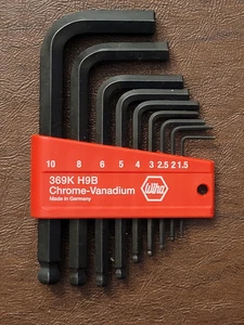 Wiha 369K H9B  Ball End Hex  L-Key Chrome-Vanadium 9 Piece Set NOS - Picture 1 of 2