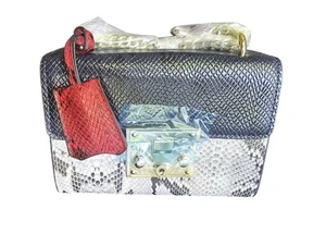 Fashion Colourful Messenger Bag Leather Snakeskin Pattern Cowhide Square - Picture 1 of 2