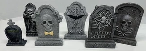 Halloween Set mit 6 Miniatur Grabsteinen Dekorationen Vorsicht - R.I.P. - gruselig - Bild 1 von 9