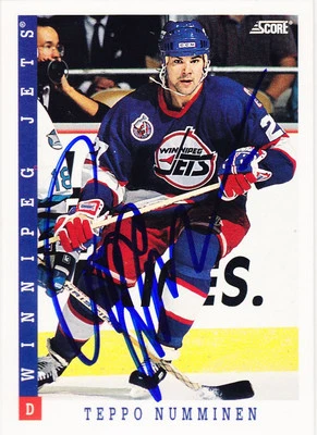 1993-94 Score Teppo Numminen Signed Auto Winnipeg Jets #132 - Image 1 of 2