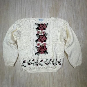 Suéter Tejido a Mano Jamie Scott De Colección Tejido a Mano Granny Core Floral Rosa Mediano - Imagen 1 de 16