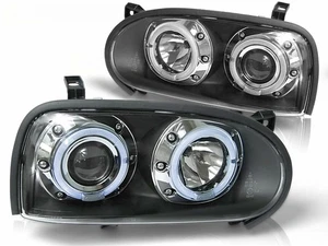 Faros Angel Eyes para VW Golf III en negro 09.1991-08.1997 - Imagen 1 de 2