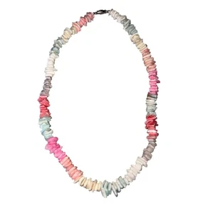 Y2K Puka Shell Necklace Pooka Choker Pastel Rainbow Surfer Vintage 17” Twist - Picture 1 of 6