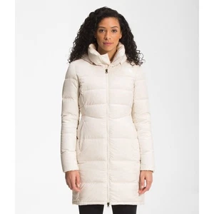 The North Face Womens Metropolis 550 Fill Down Gardenia White Hooded Parka Sz L - Picture 1 of 14