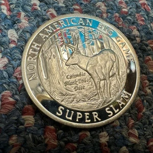 North American Big Game Super Slam Columbia Black Tailed Deer 1 oz 999 Silver Pr - Picture 1 of 4