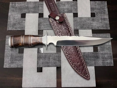 "Cuchillos Bowie grandes de hoja fija personalizados con cubiertos de impacto sin usar 14"" hechos a mano" Foto 1 de 3