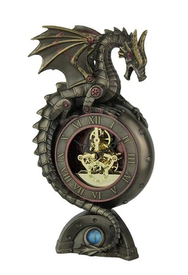 Reloj de mesa Steampunk Dragon acabado bronce con mecanismos móviles Foto 1 de 3