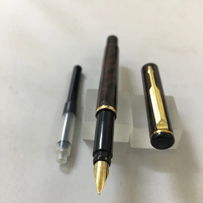 Parker Rialto Marble Brown Laque gold trim FP gold plated big Fine UK Excllent - Image 1 of 2