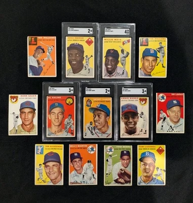 1954 Topps Baseball COMPLETE Set of 250 Hank Aaron RC (VG-EX+ Average) (5-SGC) - Image 1 of 4