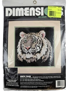 Dimensions Vintage No Count Cross Stitch Kit White Tiger 3976 New 12” X 16” - Picture 1 of 6