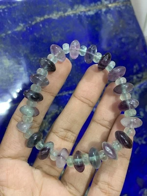 Pulsera Gruesa Cristal Flourita Arco Iris Natural 10mm Piedra Multicolor Foto 1 de 3