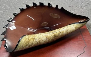 Art Glass Conch Shell Centerpiece Bowl Hand Blown Jozefina Made In Poland - Picture 1 of 13