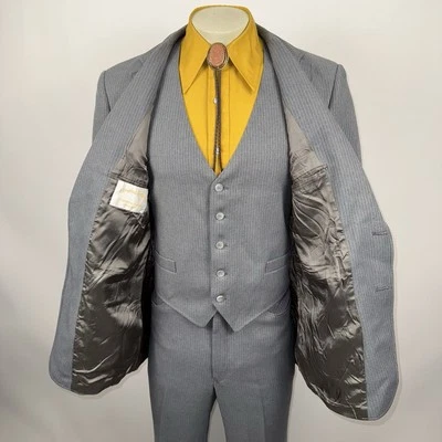 Vtg 70s Grand Entry Suit Western Mens 44 Jacket 38 29 Pants Leisure Polyester - Image 1 of 4