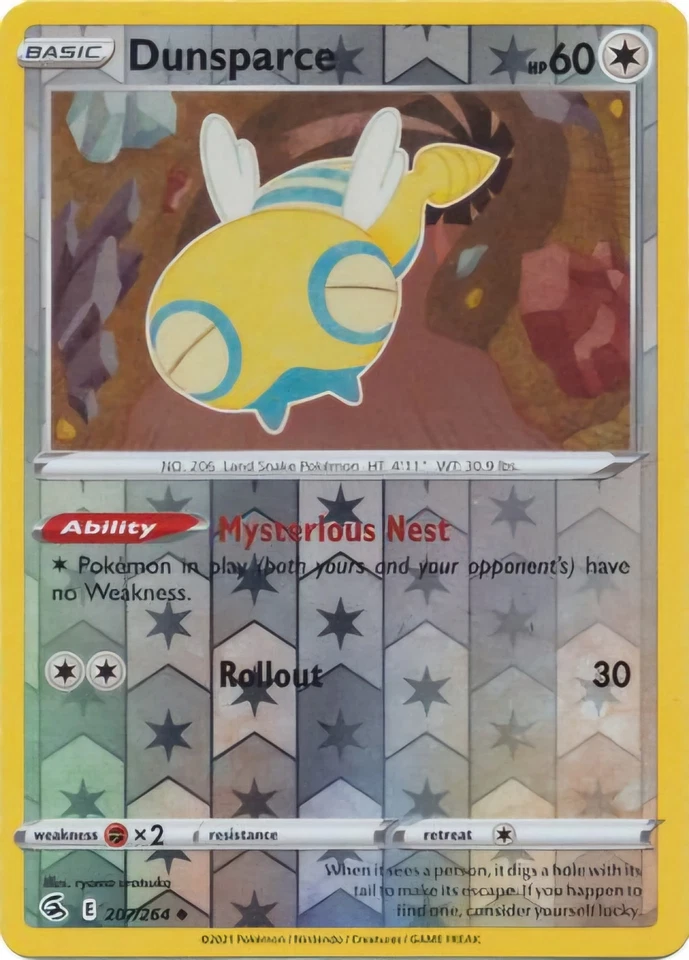 Dunsparce 207/264 Reverse Holo Fusion Strike Uncommon Pokemon TCG NM - Image 1 of 1
