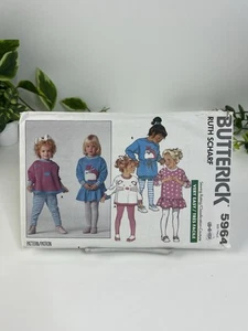 Dress Top Leggings Girls 5-6x CUT 6x  Vintage 80s Pattern 5964 Drawstring Waist - Picture 1 of 2