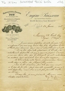 Paris XI ème 68 Rue de la Folie Regnault - Petite Entête d'une Manufacture 1908 - Imagen 1 de 1