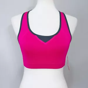 Tek Gear Breast Cancer Hot Pink Famous Gray Wicking Sports Bra Women's Size S - Picture 1 of 11