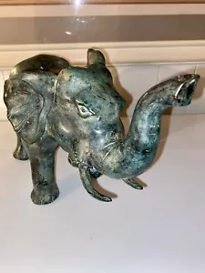 Vintage Handcrafted Bronze Elephant 14”D - Picture 1 of 12