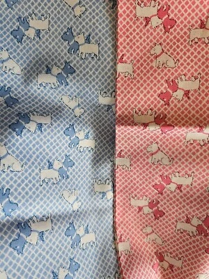 Windham Storybook Playtime Dog Blue & Pink Cotton fabric  - Image 1 of 4