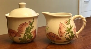 Ernestine Salerno Italy Hand Painted Amaryllis 871 Creamer & Sugar Bowl With Lid - Picture 1 of 12