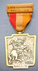 OBERSTIMM NOW OTVON MANCHING UPPER BAVARIA RIDER HORSE MEDAL BRASS/SILVER PLATED - Picture 1 of 4