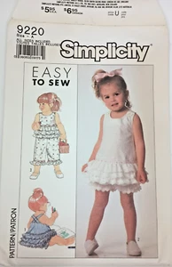 Vestido y bragas con volantes Simplicity 9220 talla 6 meses 3 sin cortar sobre dañado - Imagen 1 de 7