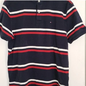 Tommy Hilfiger Navy Polo Red & White Stripes Mens Large - Bild 1 von 4