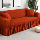 1/2/3/4 Seater 3d Bubble Stretch Sofa Couch Cover With Skirt Slipcover Protector