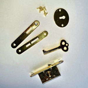Brass Cupboard Vintage Lock & Key Set Drawer Cabinet Wardrobe - Picture 1 of 1