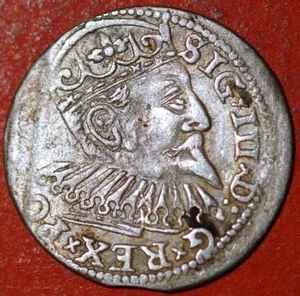 1599 Livonia Duchy of 3 Grossus Sigismund III Vasa Riga silver - Picture 1 of 2
