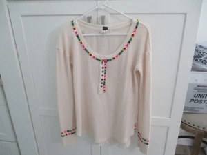 Camisa boho túnica colorida crema marfil mediana NOSOTROS LOS GRATIS - Imagen 1 de 5