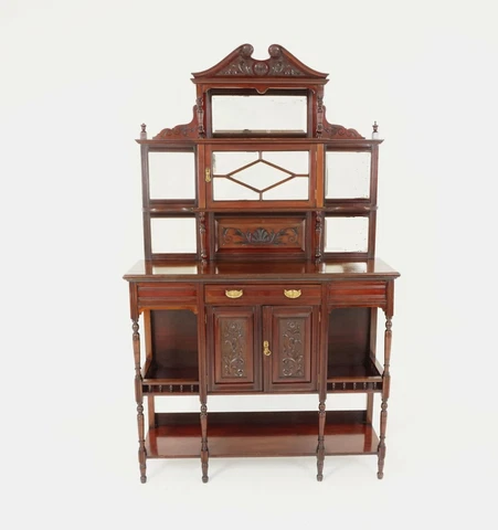 Antique Victorian Side Cabinet, Walnut Display Cabinet, Scotland 1880, H198 Cover