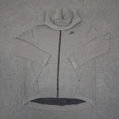 Nike куртка женщин маленький серый Tech флис длинным рукавом полный молнии толстовка с капюшоном размер S - Изображение 1 из 4