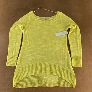 Lola Womens Pullover Sweater Yellow Marled 3/4 Sleeve Scoop Neck Thin Knit L New - Picture 1 of 8