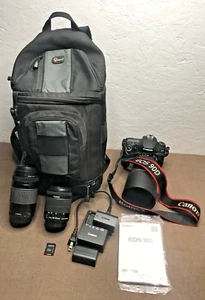 CANON BUNDLE! EOS 90D Camera w/ 18-135mm, 18-55mm, 75-300mm Lenses, Bag, & MORE! - Picture 1 of 24
