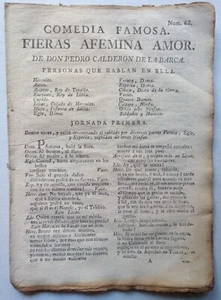 Calderón de la Barca, Pedro - Fieras Afemina Amor - (circa 1764) - Imagen 1 de 2