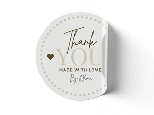 Handmade With Love Sticker - Brown Hear Design, Multiple Sizes & Pack - Custom - Picture 1 of 5